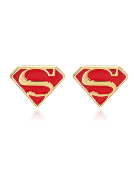 Pendiente Superman - Enamel Roja - 9*7mm Bañado Oro