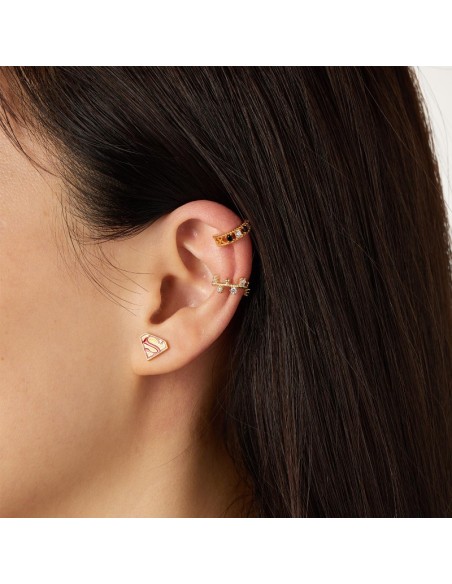 Pendiente Superman - Enamel Roja - 9*7mm Bañado Oro