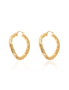 Pendientes Trenzado Aro - 5*5mm - Bañado Oro y Plata Rodiada 2