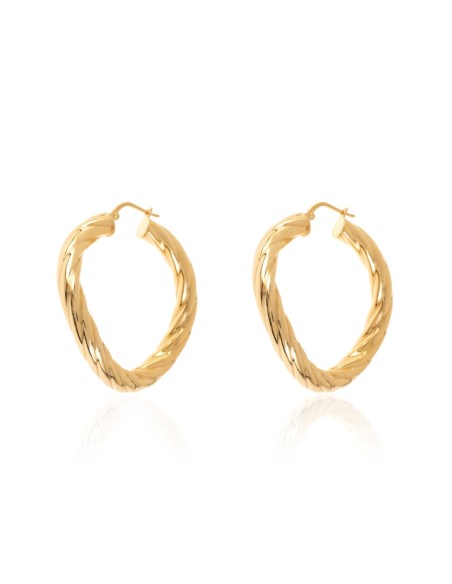 Pendientes Trenzado Aro - 5*5mm - Bañado Oro y Plata Rodiada