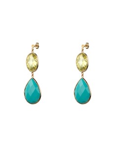 Pendientes Mineral - Lagrima 18*25 - Plata Rodiada - Turquesa 2