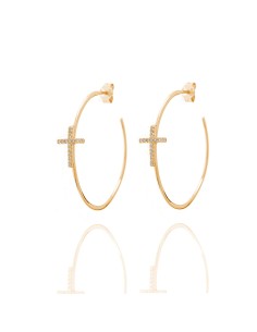 Pendientes Circonita - Aro 32mm Cruz 2