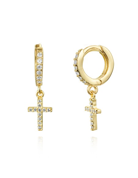 Pendiente Aro 7mm Cruz CZ
