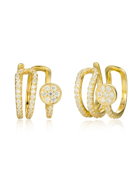 Pendientes Earcuff - Triple - Circonita Blanca