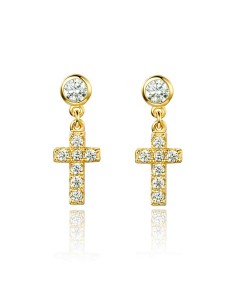 Pendientes Cruz - 17 mm - Circonita Blanca 2