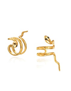 Pendientes Earcuff - Circonita Negra - Serpiente 2