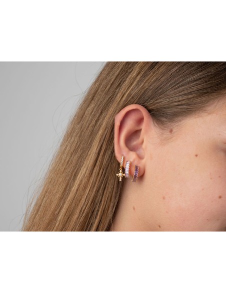 Pendientes Aro - Circonita Rectangular 3mm