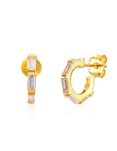 Pendientes Circonita Negra Aro 13mm Plata 2