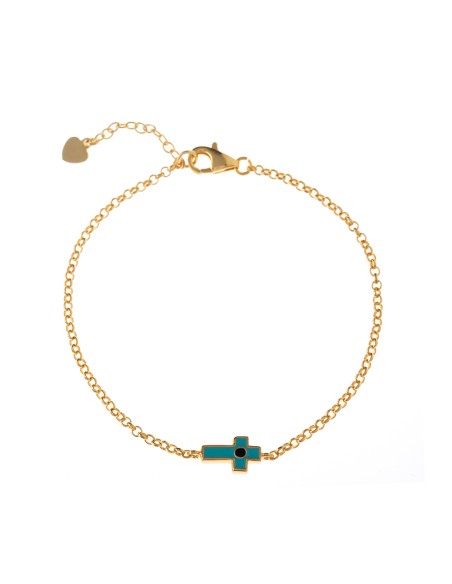 Pulsera Plata - Enamel Cruz 10*6mm