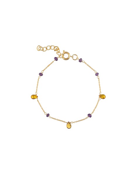 Pulsera Lagrima 5mm -Bronce Bañado en Oro y Plata Rodiada