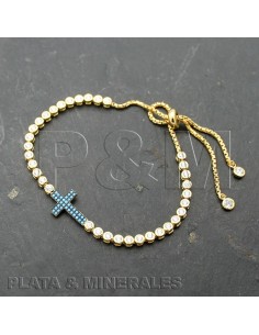 Pulsera Circonita - Cruz 15mm - CZ Bolas 2