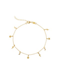 Tobillera Plata - Luna Rayo Estrella 4mm 2