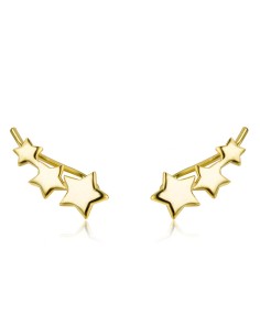 Pendientes Trepador - Estrella 13 mm - Bañado Oro y Plata Rodiada 2