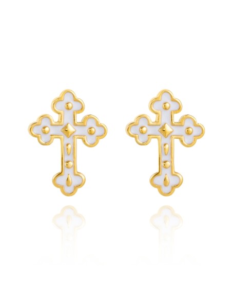 Pendientes Enamel Turquesa Cruz - 11 * 8 mm