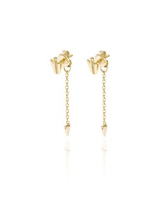 Pendientes Ear Jacket - Flecha Cadena 42 mm - Bañado Oro y Plata Rodiada 2