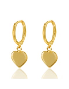 Pendientes Corazon 8mm - Aro 11mm - Bañado Oro y Plata Rodiada 2