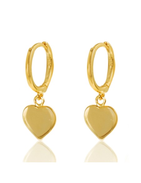 Pendientes Corazon 8mm - Aro 11mm - Bañado Oro y Plata Rodiada Pendientes Corazon 8mm - Aro 11mm - Bañado Oro y Plata Rodiada