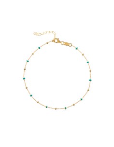 Tobillera Plata - Enamel Bolas Turquesa 2.5mm 2
