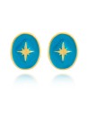 Pendientes Enamel Turquesa Oval Estrella - 6 * 8 mm