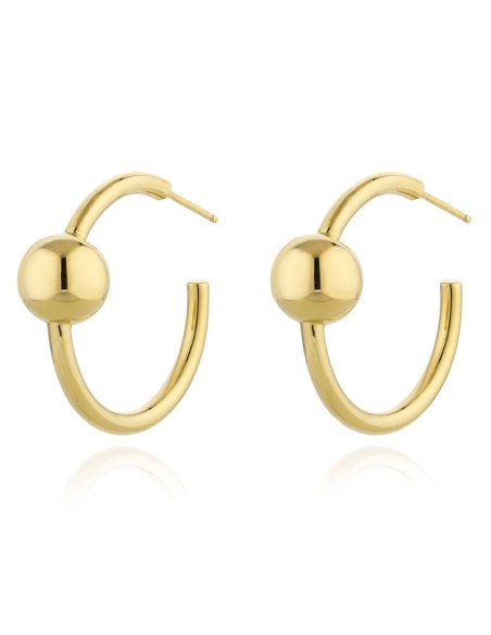 Pendientes Bronce Semi Aro Bola - 28 mm