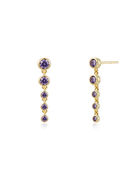 Pendientes Circonita 21*4 mm Bañado Oro