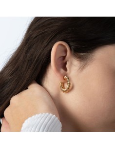 Pendientes Trenzado - Semi Aro 25 mm - Bañado Oro y Plata 2