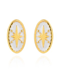 Pendientes Enamel Turquesa Oval Estrella - 9 * 5 mm 2