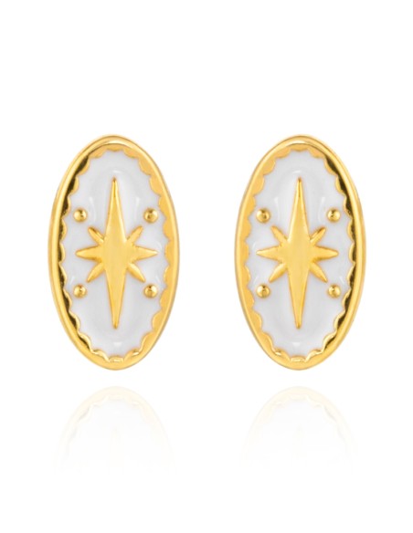 Pendientes Enamel Turquesa Oval Estrella - 9 * 5 mm