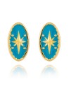 Pendientes Enamel Turquesa Oval Estrella - 9 * 5 mm