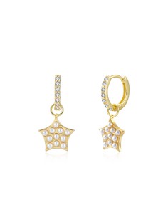 Pendientes Aro Estrella 11mm 9 mm Bañado Oro 2