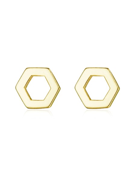 Pendientes Hexágono - 8 mm - Bañado Oro y Plata Rodiada Pendientes Hexágono - 8 mm - Bañado Oro y Plata Rodiada