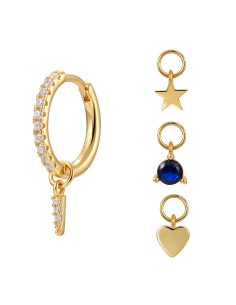 Pendientes Aro 4 charms - Zirconita 2