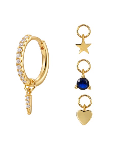 Pendientes Aro 4 charms - Zirconita Pendientes Aro 4 charms - Zirconita