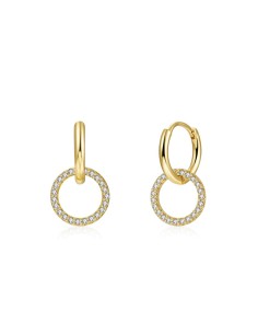 Pendientes Doble Aro - Circonita - 11mm Aro - Bañado Oro 2