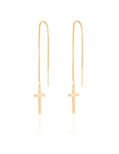 Pendientes Cadena Cruz - Chain 74mm - Bañado Oro y Plata Rodiada 2