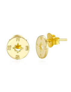 Pendientes Rosa del Viento - 9 mm - Bañado Oro y Plata Rodiada 2