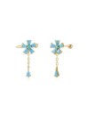 Earcuff Flor Turquesa  Chapado Oro 19mm