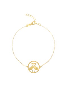 Pulsera Plata - Pajaro-Corazon 15mm 2