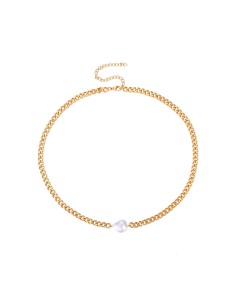 Collar Acero - Perla 15*10mm - Eslabon 43+7 CM - Bañado Oro 2