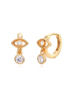 Pendientes Aro Ojo - 11 mm - Circonita - Bañado Oro y Plata Rodiada 2