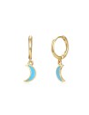 Pendientes Luna - 11+8 mm - Enamel - Bañado Oro