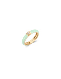 Anillo Enamel - Circonita - Plata Bañado Oro 2