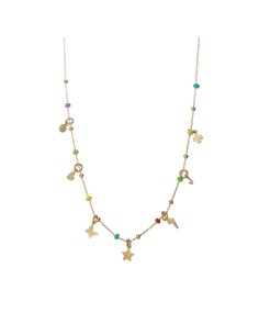 Collar Charms - Enamel Multi - 38+5 cm - Bañado Oro y Plata Rodiada 2