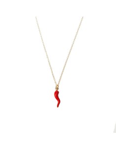 Collar Guindilla - Enamel Rojo - 38+5 cm - Bañado Oro y Plata Rodiada 2