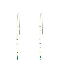Pendientes Cadena Rayo - 16 cm - Enamel Multi - Bañado Oro y Plata Rodiada 2