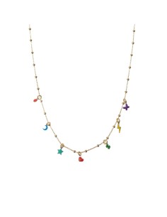 Collar Charms - Enamel Multi - 38+5 cm - Bañado Oro y Plata Rodiada 2