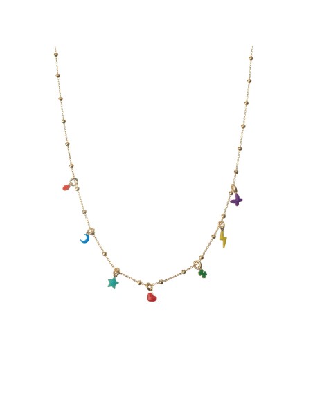 Collar Charms - Enamel Multi - 38+5 cm - Bañado Oro y Plata Rodiada Collar Charms - Enamel Multi - 38+5 cm - Bañado Oro y Plata Rodiada