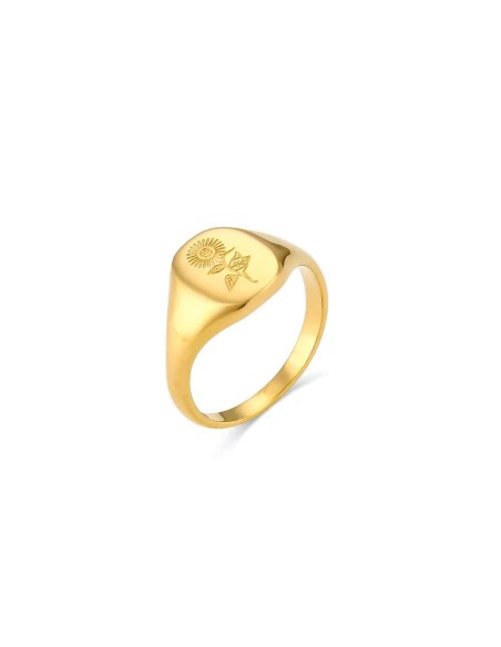 Anillo Acero - Girasol - Bañado Oro