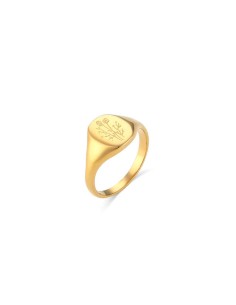 Anillo Acero - Flor silvestre - Bañado Oro 2
