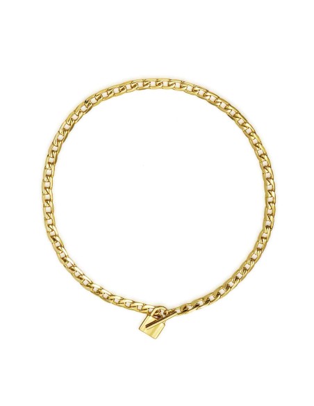 Collar Candado Eslabón - 42 cm - Bañado Oro